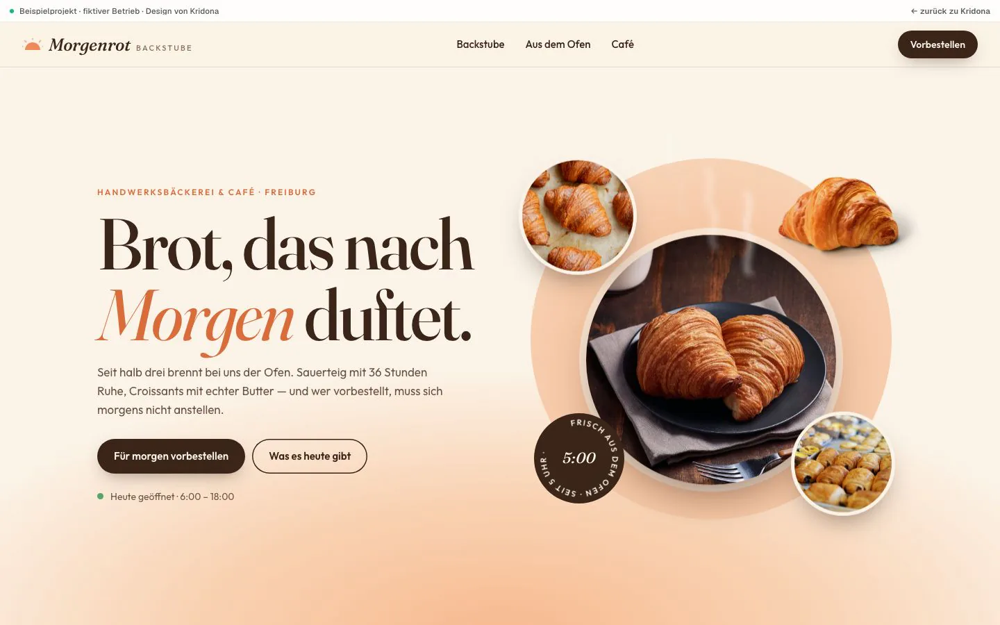 Beispielprojekt Morgenrot Backstube